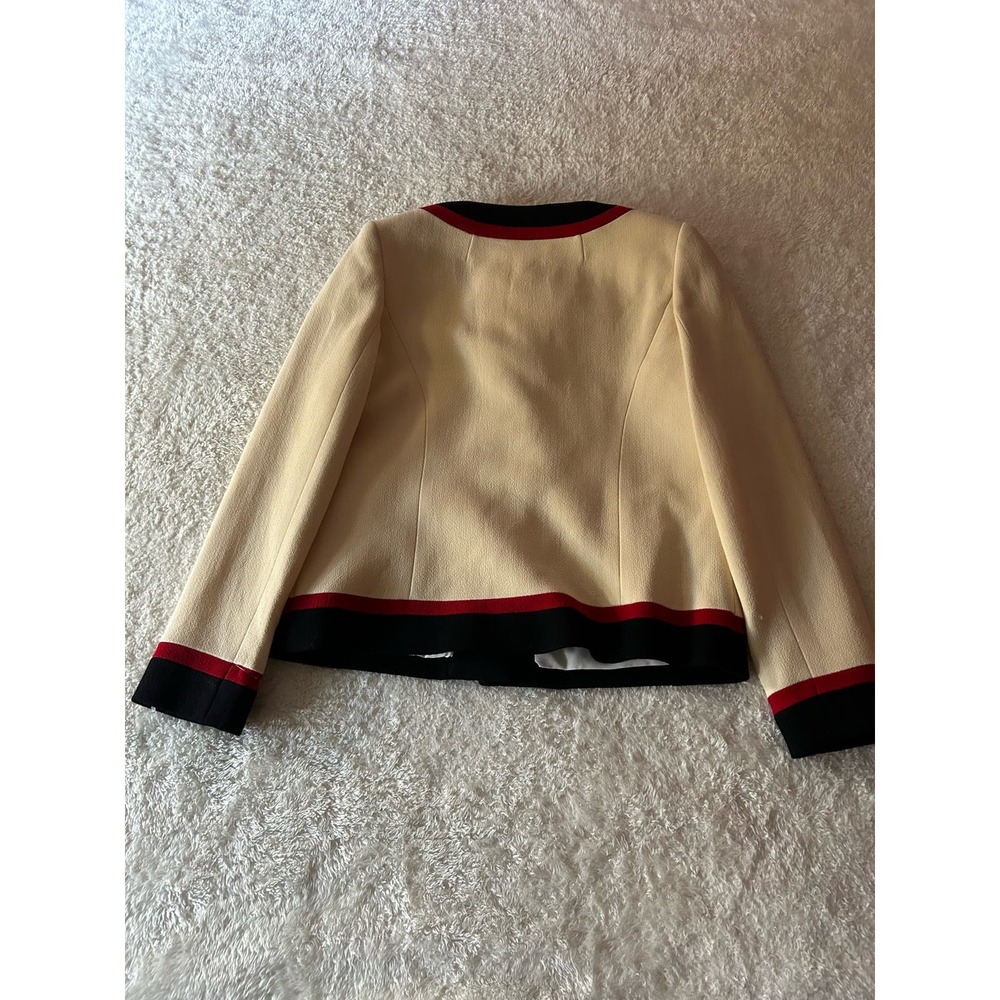 Classy MILLY Of New York Wool Red,Blue & Cream Blazer Size 4 - Picture 2 of 7